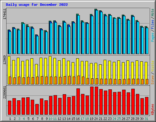 Daily usage for December 2022