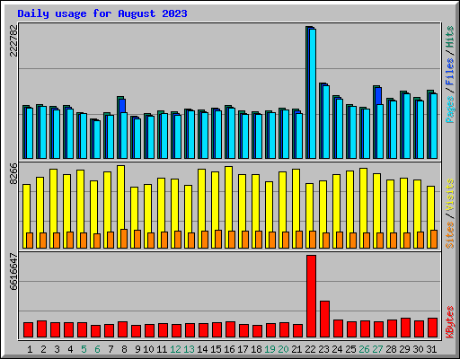 Daily usage for August 2023