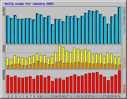 Daily usage for January 2025